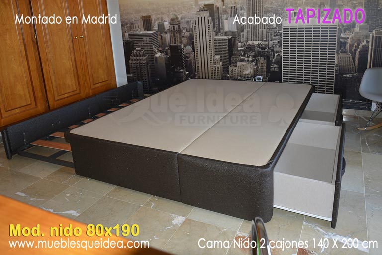 Canapé Nido con cama arrastre de base tapizada de 90 x180 montado en Palencia