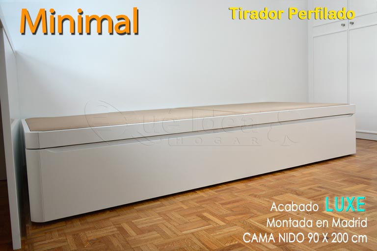 Ejemplo de Cama Nido en madera acabado Luxe color blanco con tirador Perfilado