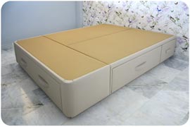 Cama con cajones Plus de 150x90 color piedra montada en Málaga