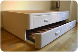 Cama individual con 2 cajones y nido de lamas