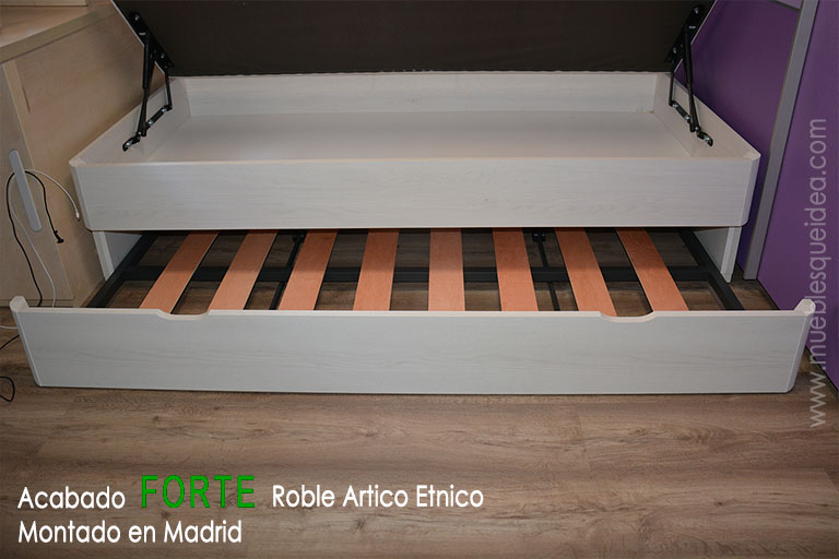 Ejemplo montado de un Canapé nido de madera con acabado forte claro