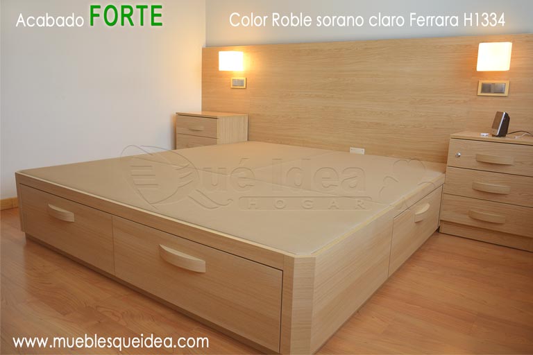 Canapé modelo Cajones Plus acabdo en madera Forte color Roble Sorano Claro Ferrara H1334